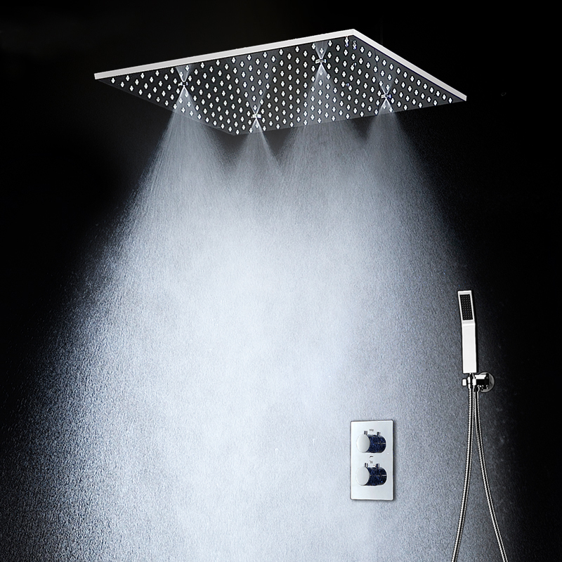 Varadero Thermostatic LED Shower Panel Set with Hand Held Shower